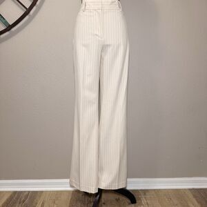 Ann Taylor Pants 2 NWT Cream With Black Pinstripe Boot Leg Cut Workwear